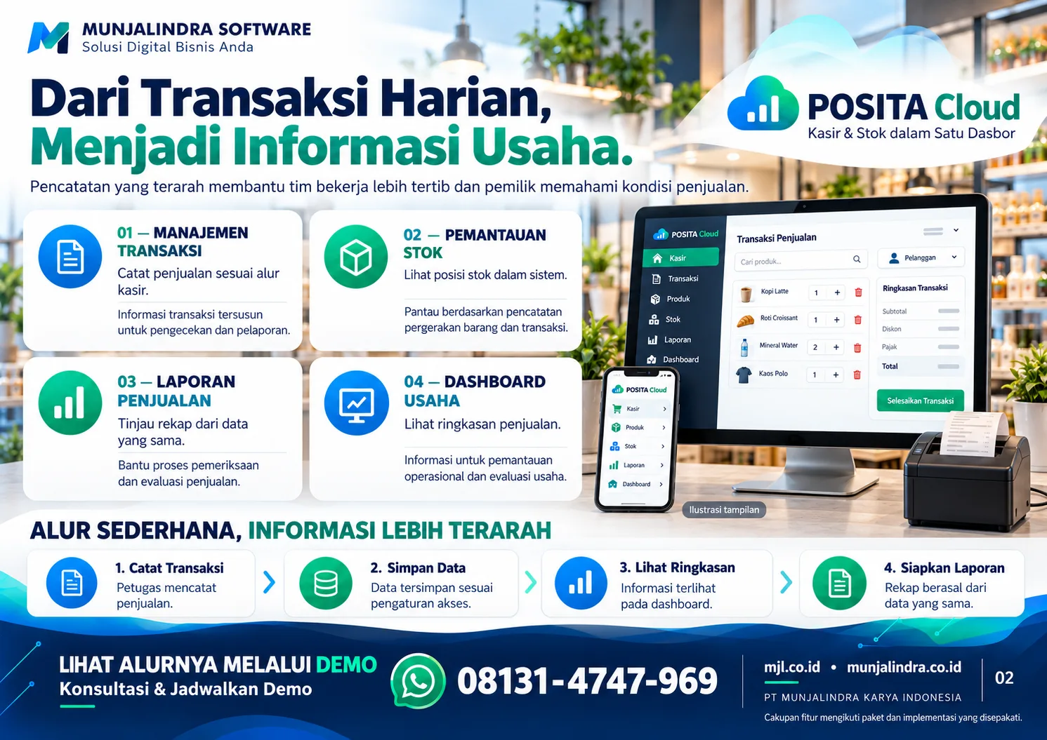 Ilustrasi antarmuka POSITA Cloud