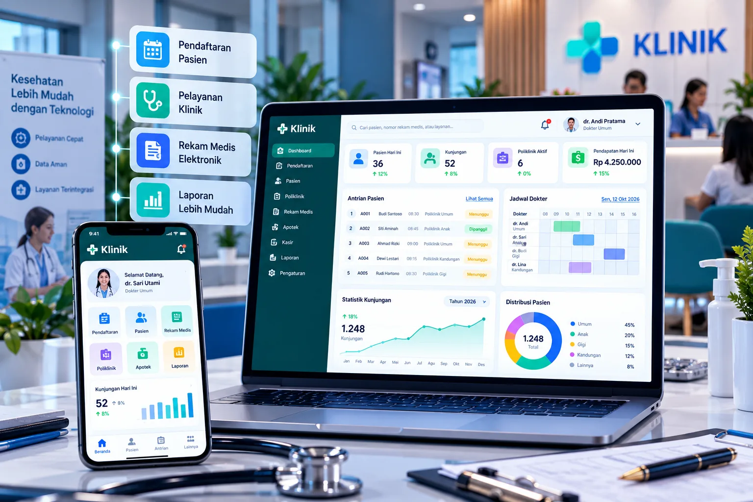 Ilustrasi antarmuka Digital Clinic Solution